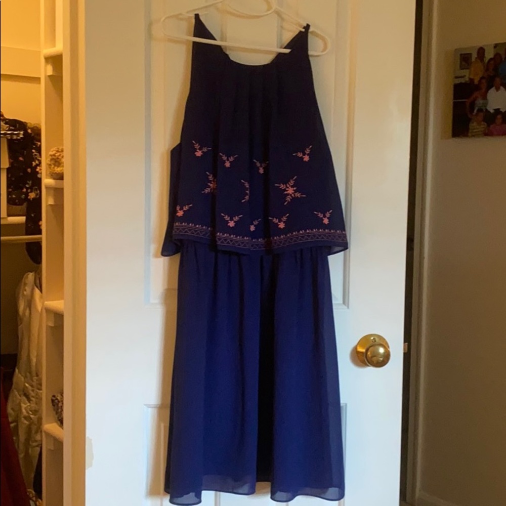Blue crepe, lined dress